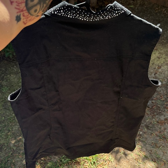 Quacker Factory Black bedazzled Collar vest w/functional pockets Sz.M - Picture 10 of 11